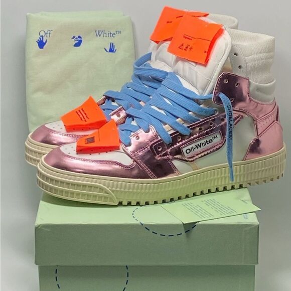 Off-White 3.0 Off Court Mixed Media High-Top Sneakers size 38 - Picture 12 of 14